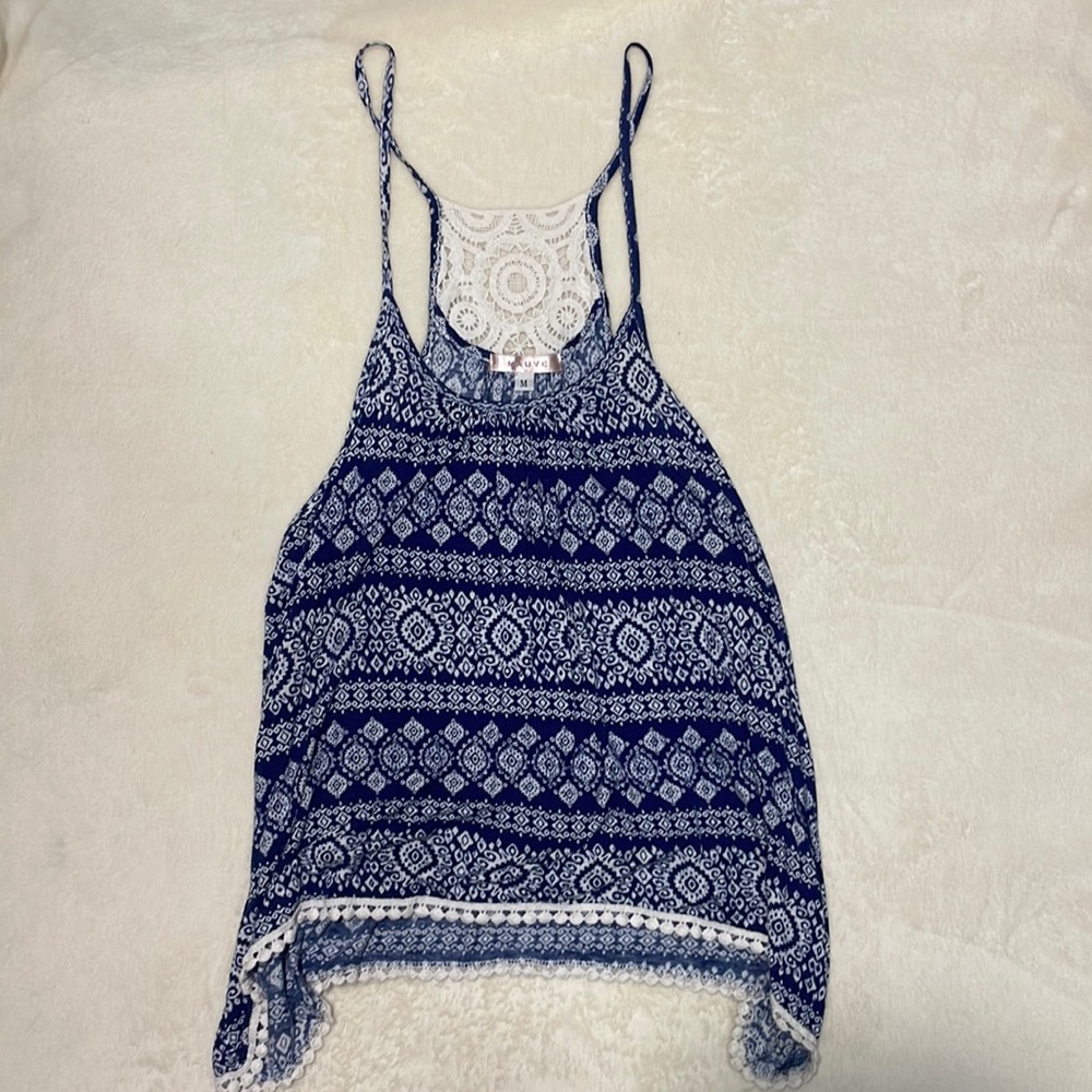 Blue Tribal Mauve Tank Top